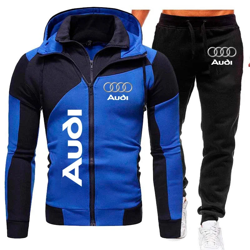 Audi Men’s Autumn/Winter Hoodie & Pant Tracksuit – Logo Sportswear Set