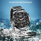 LIGE Luxury Men’s Quartz Watch – Moon Phase, Auto Date, Waterproof