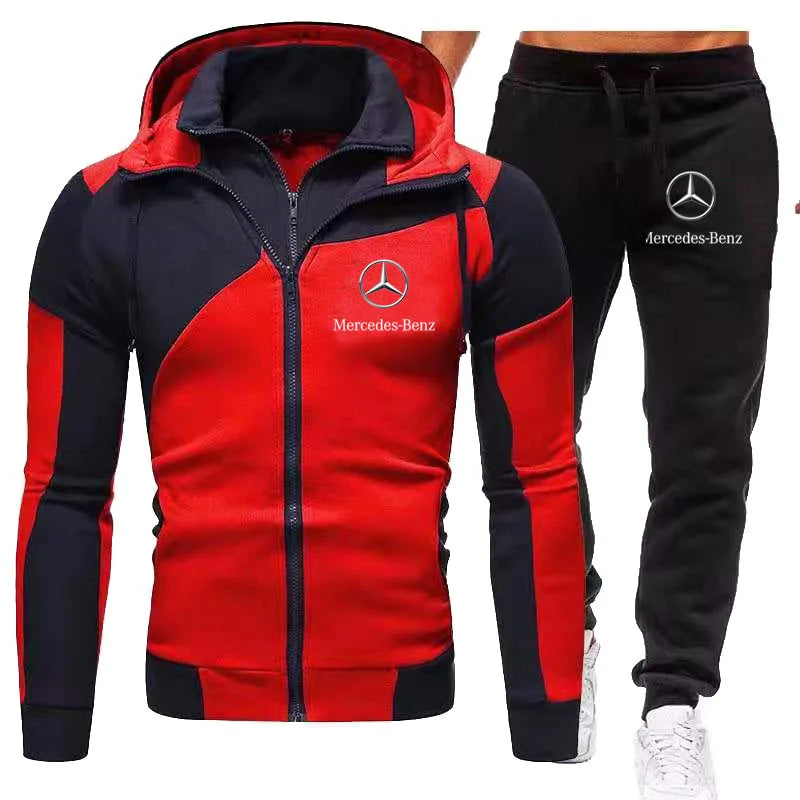 Mercedes-Benz Men's Casual Patchwork Sports Suit – 2 Pieces