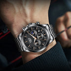 LIGE Luxury Men’s Quartz Watch – Moon Phase, Auto Date, Waterproof