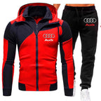 Audi Men’s Autumn/Winter Hoodie & Pant Tracksuit – Logo Sportswear Set