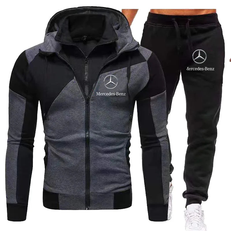 Mercedes-Benz Men's Casual Patchwork Sports Suit – 2 Pieces