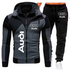Audi Men’s Autumn/Winter Hoodie & Pant Tracksuit – Logo Sportswear Set