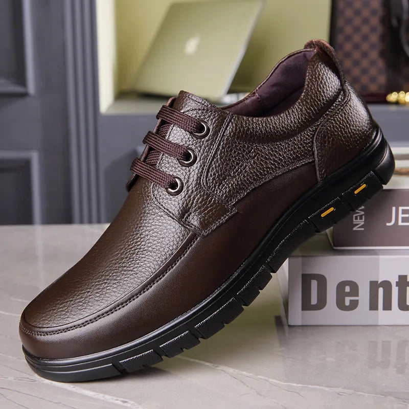 Handmade Men’s Leather Shoes – Minimalist Casual & Business Lace-Up
