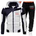 Audi Men’s Autumn/Winter Hoodie & Pant Tracksuit – Logo Sportswear Set